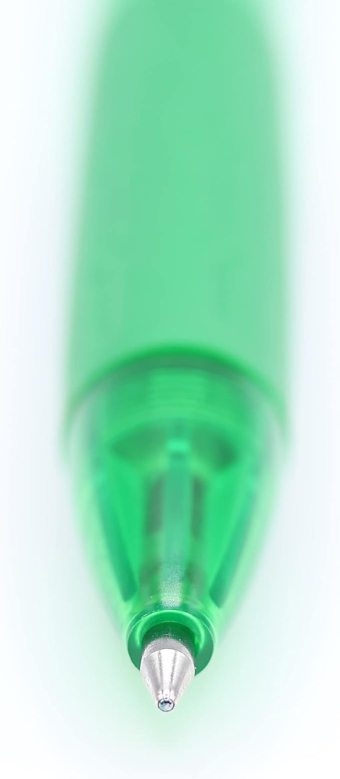 Writon Retractable Ballpoint Pens, Comfort Grip, 1.0mm Medium Point, Green Ink, 24 Pack