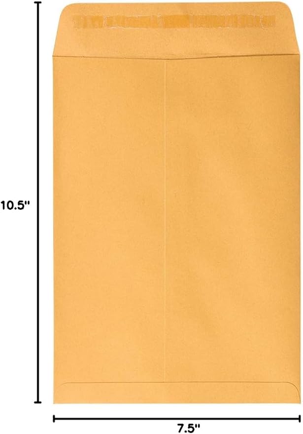 JAM PAPER 7 1/2 x 10 1/2 Open End Catalog Envelopes with Peel and Seal Closure - Brown Kraft Manila - Bulk 250/Box