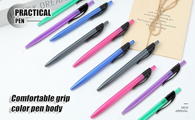 Yuxingrong Retractable Black Ballpoint Pen for Smooth Writing 1.0mm Medium Pack of 50, click pens with comfort grip, Idea for Journaling, Planner, Note Taking