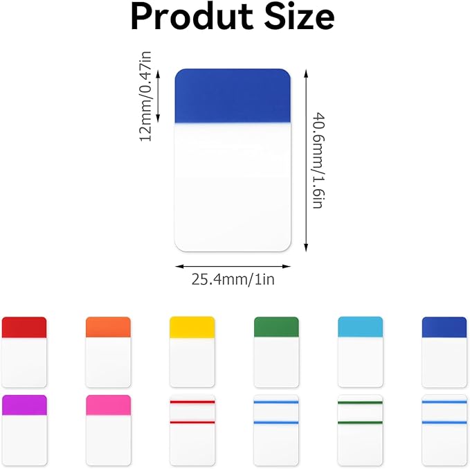 1 Inch Tabs for Notebooks, 960 Pieces Sticky Note Tabs File Index Tabs for Books, Binders, Papers, Documents, File Folders (48 Sets 12 Colors)