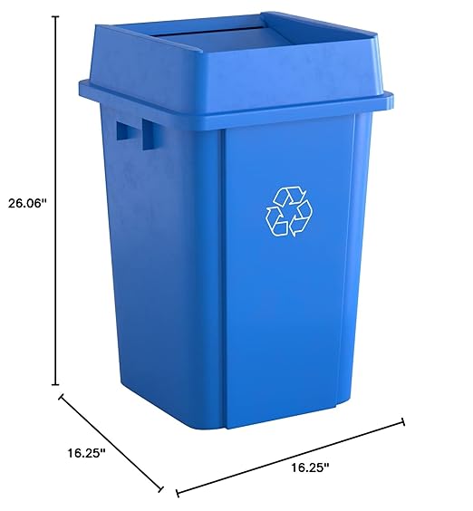 19 Gallon Blue Square Commercial Trash Can with Lid