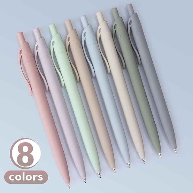 Bribobo 8-Pack Retractable Ballpoint Pens, Smooth Writing, Black Ink, Comfortable Grip, Ideal for Office, School & Everyday Use