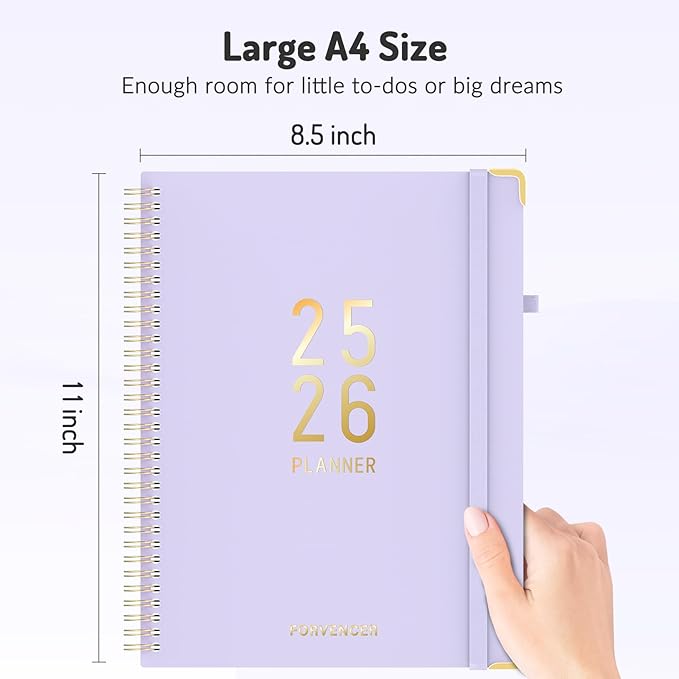 Jul 2025 - Dec 2026 Planner, Forvencer Academic Planner 2025-2026, 18 Month Daily Planner, 8.5" x 11", Weekly & Monthly Agenda Book, Hardcover Calendar Book, School Supplies for Student Teacher, Green