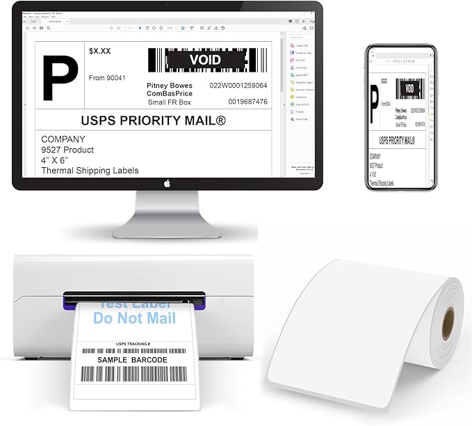 9527 Product 4x6 Blank Direct Thermal Shipping Labels for Zebra 2844 Zp-450 Zp-500 Zp-505 Direct Thermal Labels Printers, Eltron Printer, 250 Labels per Roll,Total 6 Rolls 1500 Labels