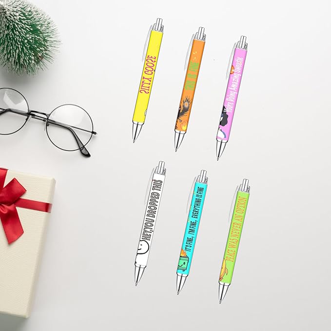 Idealmuzik 6pcs Funny Writing Pens with Sayings,Whimsical and Hilarious Designs,Unique Gift Idea for Nurses,Coworkers,Team,Teachers,Doctors,Party Favors