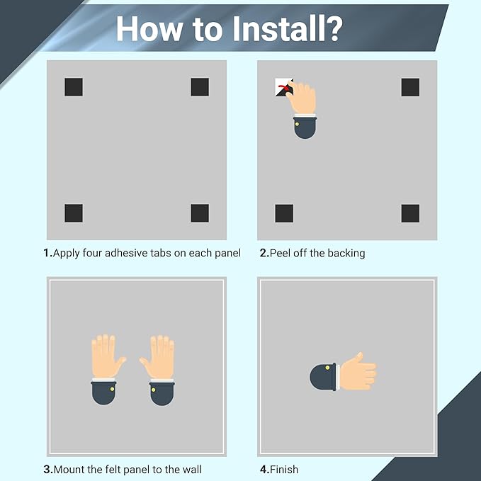 AKTOP Cork Board Bulletin Board 24"x36", 6 Pack Removable Felt Cork Board Tiles for Wall, Large Corkboard Notice Pin Board for Office, School & Home,24 Safe Adhesive Tabs, 20 Push Pins, Grey