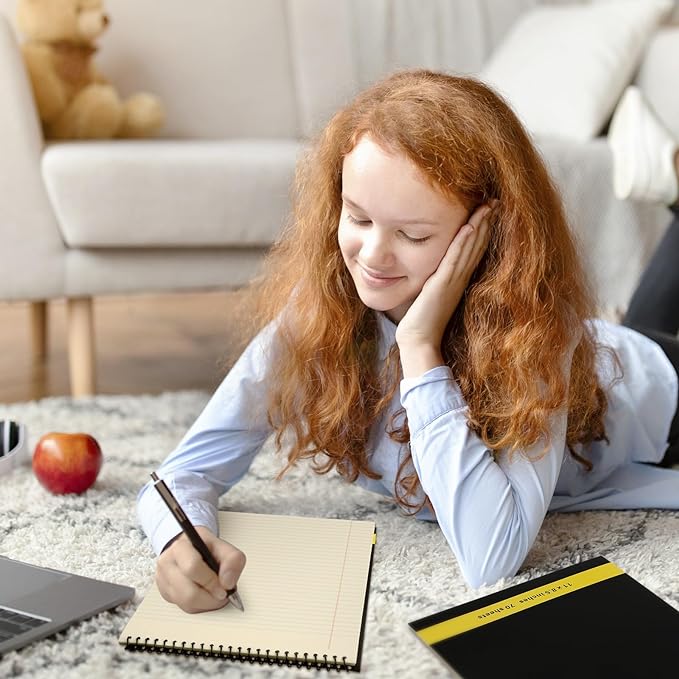 6 Pcs Legal Pad Top Spiral Bound Notebook 70 Sheets Wirebound Notepad Double Sided Ruled Memo Steno Book with Stiff Back Cover for Business(8.5 x 11 Inches,No Holes,Yellow)