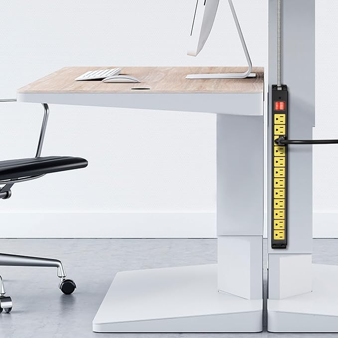 12 Outlet Heavy Duty Power Strip with 15A Circuit Breaker,Metal Wall Mount Power Strip for Garage Workshop Industrial 1200J 15A 125V 1875W 6ft Cord