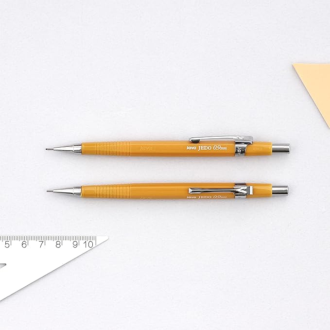 JAVAPEN 0.9mm Mechanical Drafting Pencils β 12-Pack, Heavy-Duty Lead, Comfortable Grip, Anti-Roll Hex Barrel, Built-in Eraser, Made in Korea