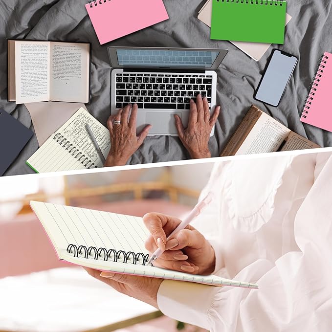 Jutom 18 Pcs Small Spiral Notebooks Memo Pads 3x5 Bulk Small Pocket Notebooks Mini Notepads with Lined Pages Mini Journals for Office Back to School Work Writing Supplies, 120 Pages (Pink Green)