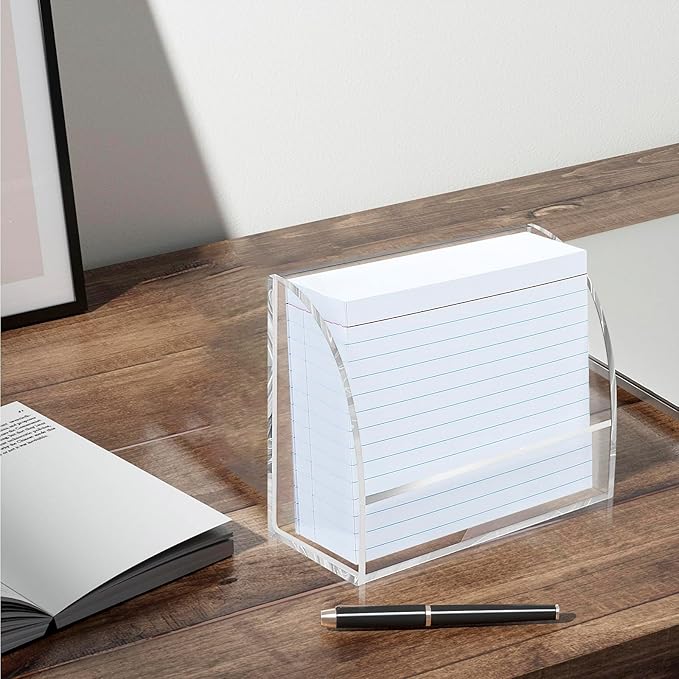 Index Card Display Stand 4.7 X 2.4 X 6.3 Acrylic Card Holder for Desk File Note 4x6 Clear Postcard Stand Index Card Rack Acrylic Business Stand for Office Business Classroom(No Card)