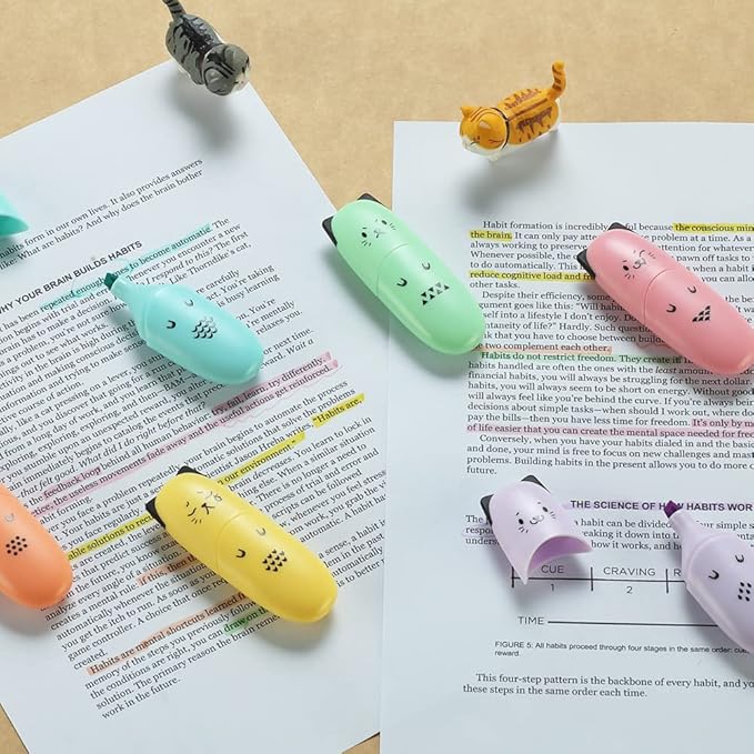 12 pieces Cute Animal Design Vet Tech Week Gifts Mini Highlighter Pen Assorted Colors Chisel Tip Gift Highlighter Marker - stocking stuffers for kid - kawaii stuffs