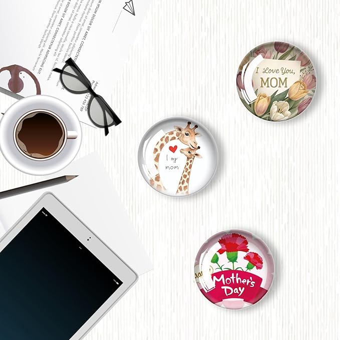 12Pcs Glass Refrigerator Magnet Fridge Sticker,Mothers Day Fridge Magnets Decoration for Crafts,Strong Fridge Magnets for Kitchen, School,Office Whiteboard, Cabinet and Dishwasher
