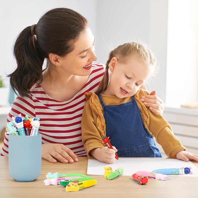 LiYiQ 50 PCS Multicolor Pen in One Fun 4-in-1 Cute Pens Bulk Kawaii Cool Ballpoint Pens for Kids Fun Gifts