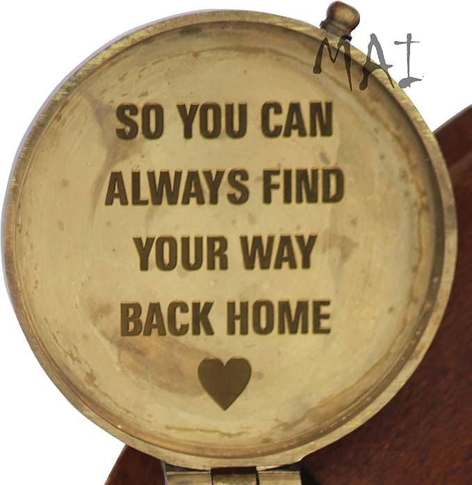 MAI Pocket Compass For Hiking, Survival Instrument Antique “So You Can Always Find Your Way Back Home” Engraved Camping Pocket Compass Nautical Compass Vintage Navigation Outdoor Compass By