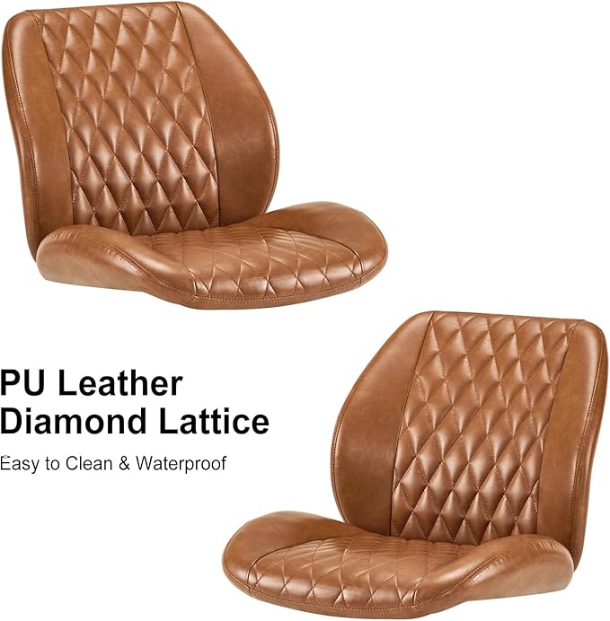 YFO Home Office Desk Chair Office Rubber Casters Ergonomic Computer Chair with Lumbar Support Adjustable Height Rolling Swivel Executive Task Armrests Chair๏ผ Brown Leather