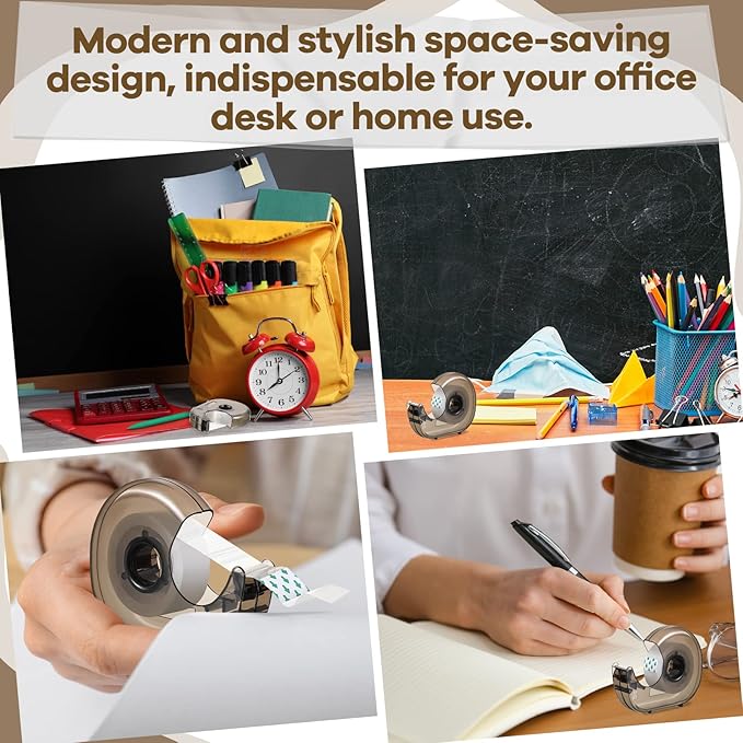 24 Pieces Handheld Tape Dispenser Desktop Adhesive Cutter Transparent Plastic Refillable Dispenser Lightweight and Portable Manual Use Adhesive Holder for Home Office Packing Gift, No Tape Included