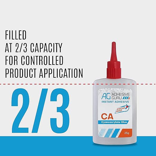 Adhesive Guru CA Glue with Activator Woodworking (72 x 0.9 oz - 72 x 3.38 fl oz) Ca Glue for Woodworking, Cyanoacrylate Glue and Activator (72 Pack)