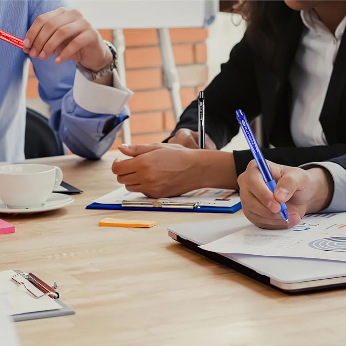 32 Pcs Retractable Gel Pens Fine Point (0.5mm) Rollerball Pens for Smooth Writing Women Men Gifts, (Black&Red&Blue Ink) for Journaling School and Office Supplies Use