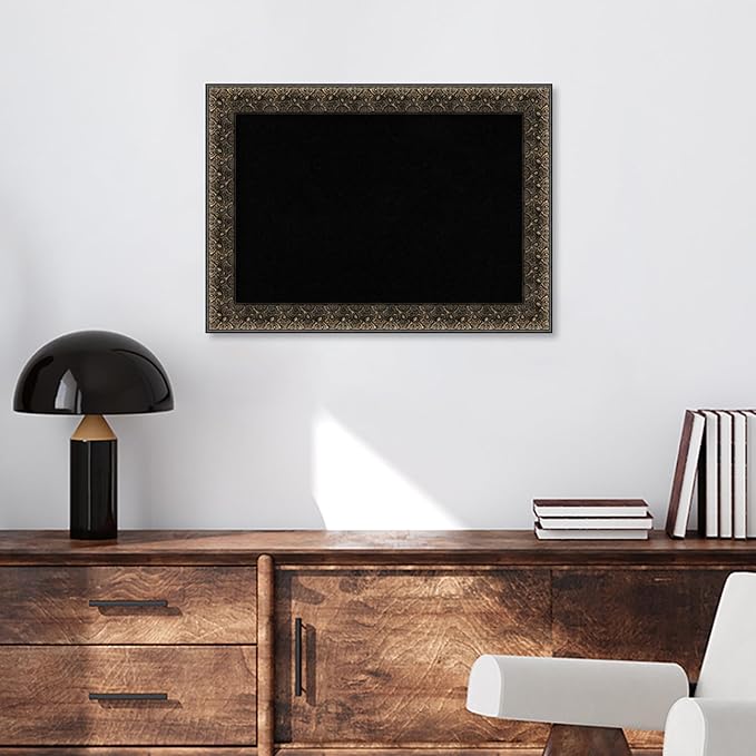 Amanti Art Black Cork Board for Wall, 21x29 Vision Board with Black Wood Frame, Medium Corkboard Office Decor for Home Organization, Traditional Corkboard Pinboard to Display Items for Home