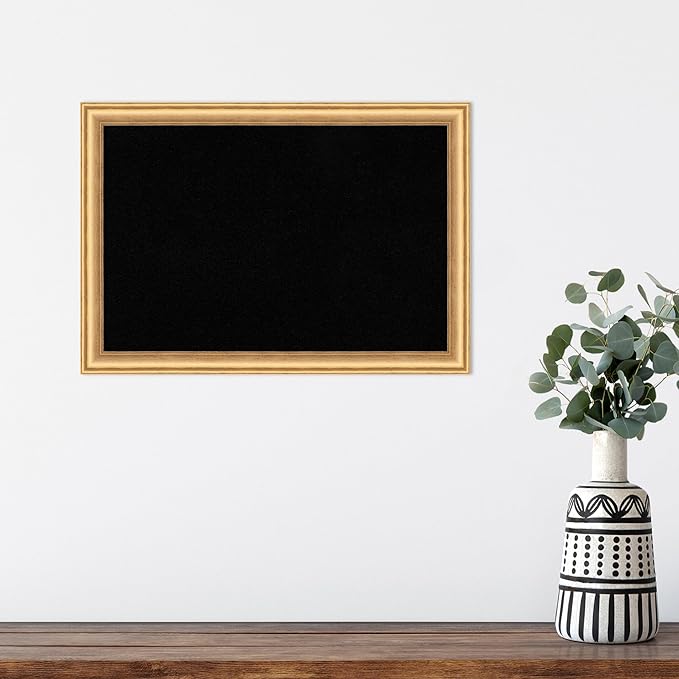 Amanti Art Black Cork Board for Wall, 14x20 Vision Board with Gold Wood Frame, Small Corkboard Office Decor for Home Organization, Casual Corkboard Pinboard to Display Items for Home Organization in