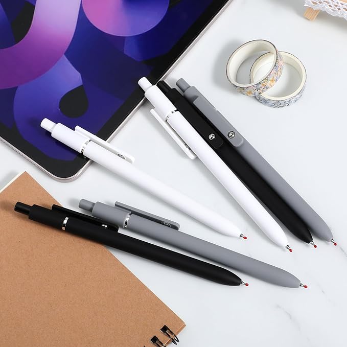 6 Pcs Gel Pens 0.5mm Quick Dry Black Ink Fine Point Smooth Writing Pen, Quick Dry Pens For Journaling, School Supplies Gifts for Men Women Journaling, Black/Gray/White