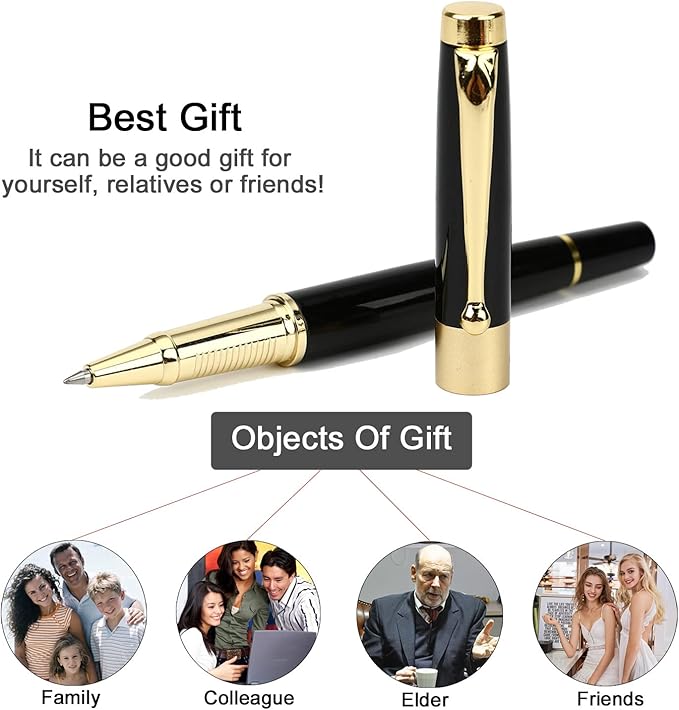 YIVONKA Ballpoint Pen Black Refill,Luxury Ballpoint Line width 0.5mm,Best Ball Pen Gift Set for Men & Women Professional Executive,Office,Nice BallPens Classy Gift Box (2 Black)
