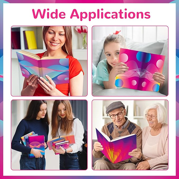 Jumbo Book Covers 8 Pack Reusable Fabric Book Cover Protective Books Covers 9 x 11 Inch Neon Stretchable Books Sleeve Cover with Label Sticker for Most Hardcover Textbooks Up to 10 x 12.5 Inch