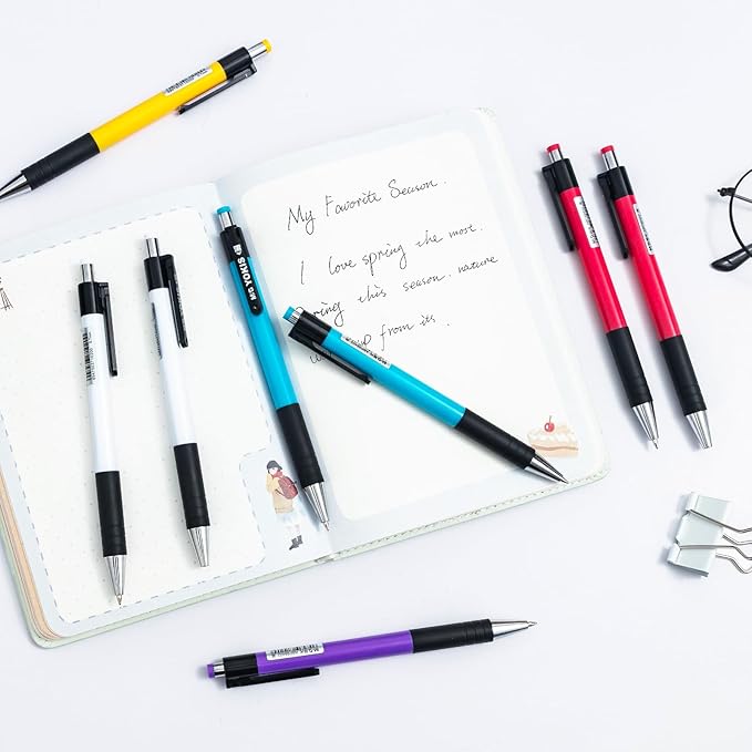 M&G 8 Pcs Retractable Ballpoint Pens, 0.7mm Medium Point Black Ink Ballpoint Pens Smooth Writing Large Capacity Pens for School & Office