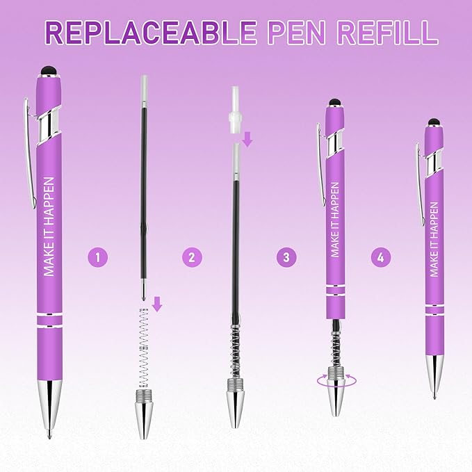 20 Pcs Inspirational Pens Bulk - Motivational Ink Ballpoint Pen with Quotes Stylus Tip Nurse Gifts for School Coworkers Office Supplies Black Ink