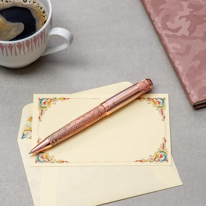 S&R Somit Fancy Pen with Gift Box - Luxury Pen for Women β Valuable Business, Office, Executive Gift for Family & Friends β Special Engraving & Led Decorative Box (GOLDEN ROSE)