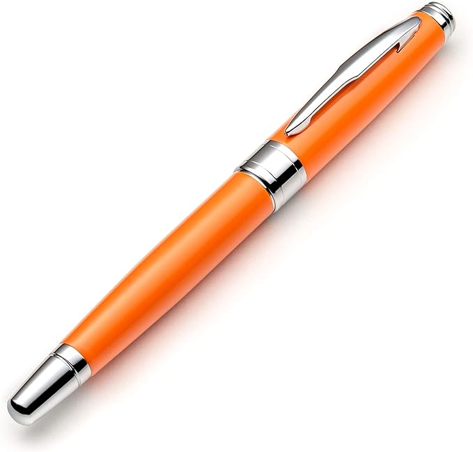 ZenZoi Elegant Orange Pen Set W/Fine Point Rollerball Ink – Luxury Writing Pens For Men Or Women. Nice Pen Gift Set W/Roller Ball Tip Refills & High End Pen Box. Executive Smooth Quality Writing Pens
