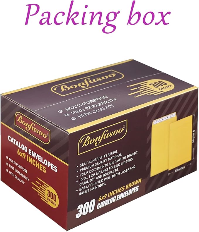 300 Pack 6x9 Brown Catalog Envelopes Peel & Seal Security Mailing Envelopes 120GSM Kraft Paper self Seal Envelopes for Invitations Papers Photos Documents Pictures Papers Files