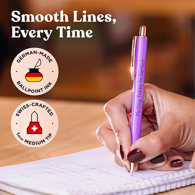 MESMOS 3-Pack Dog Mom Gifts, Mothers Day Gifts for Mom, Fancy Pens for Women, Dog Lovers Gift for Women and Owners, German-Made Ink Ballpoint Pens, Swiss-Made 1mm Medium Tip