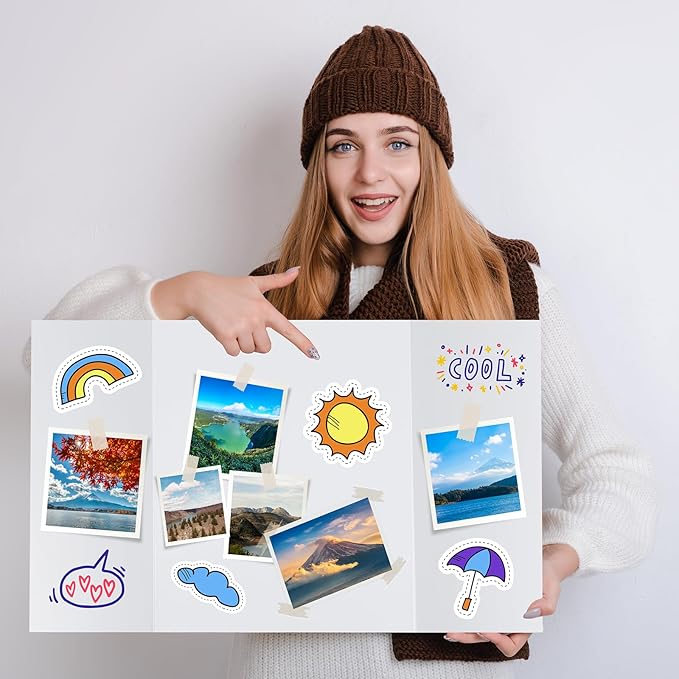 4 Pack Trifold Poster Board, 17x26 Inches White Presentation Board, Portable Display Board for Science Fair, School DIY Project and Business Exhibitions