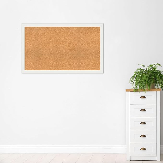 Amanti Art Natural Cork Board for Wall, 31x51 Vision Board with White Frame, Oversize Corkboard Office Decor for Home Organization, Casual Corkboard Pinboard to Display Items for Home Organization in