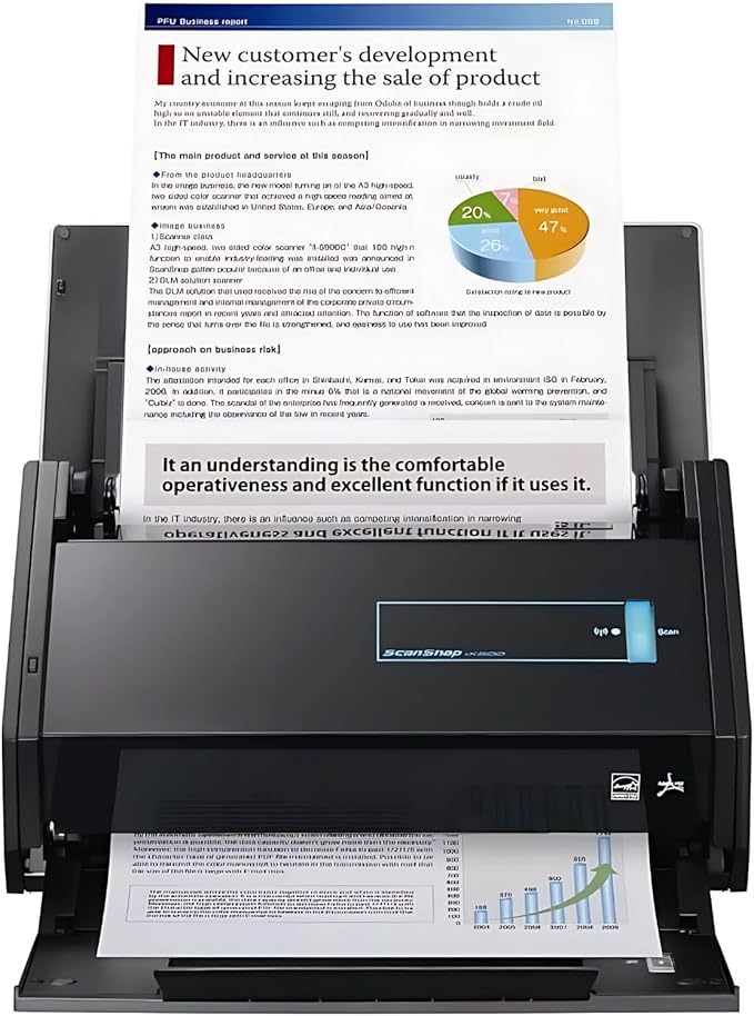 Fujitsu ScanSnap iX500 Scanner Bundle - High-Speed Document ScanSnap iX500 for Home/Office Use - Wireless Connectivity - Mac/PC Compatible - Automatic Document Feeder - Compact Design (Renewed)