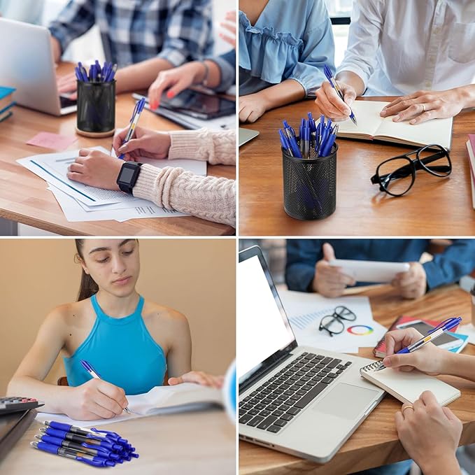 Jetec 250 Pcs Premium Gel Roller Pens Bulk, Fine Point 0.7 mm, Retractable Gel Ink Roller Ball Pens for Writing Journaling Taking Notes Office (Blue)