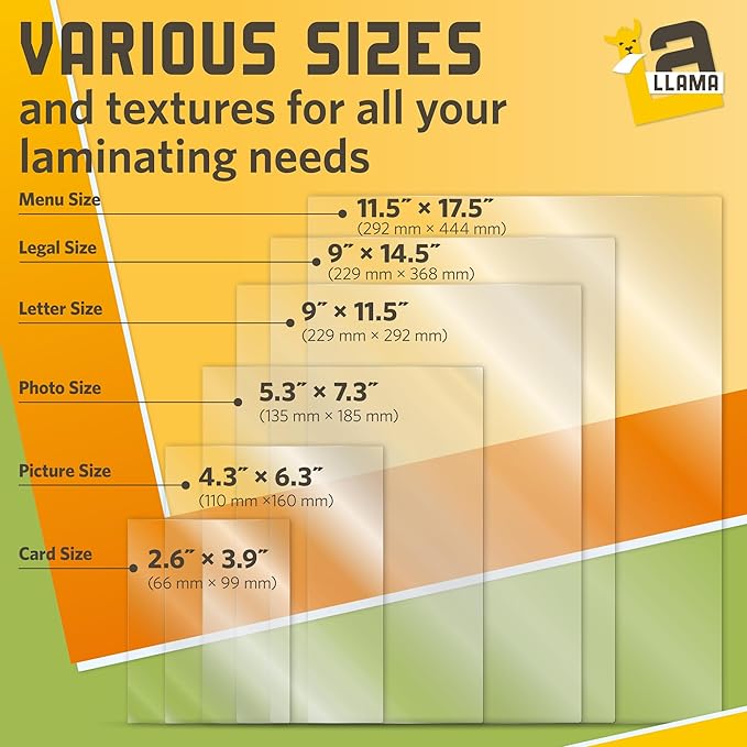 50 Pack Thermal Laminating Pouches 9β x 14.5β, 3 Mil Thick, Suited for Legal Size Laminating Sheets 8.5 x 14