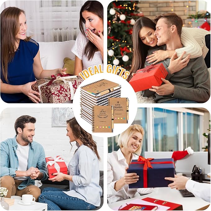 20 Sets Christian Gifts Bulk Prayer Journal Christian Spiral Notebooks with Bible Ballpoint Pens Religious Small Notepad Inspirational Church Gift for Women Men Sunday School Family Bible Study Groups