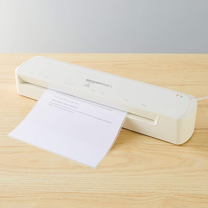Amazon Basics 12-Inch Thermal Laminator Machine, Easy to Use for Home Office or School, 12-Inch, White