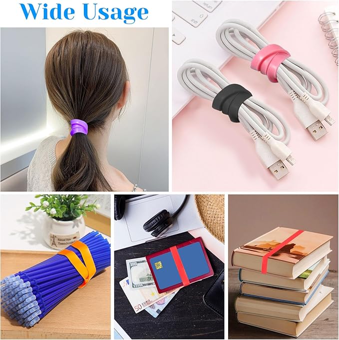 32Pcs Silicone Rubber Bands 3Sizes Elastic Rubber Wrapping Bands Thick Colorful Silicone Rubber Band for Books,Art,Exercise,Crab Traps,Cooking Boxes Wraps,Wallet Card,Office Supplies(Random Color)