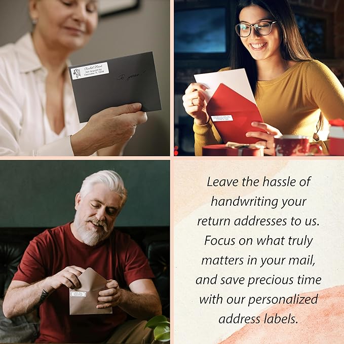 Personalized Return Address Labels - High Gloss Custom Mailing Labels on Sheets - Self-Adhesive Return Stickers for Envelopes with Crisp Printing Design (50-1000)