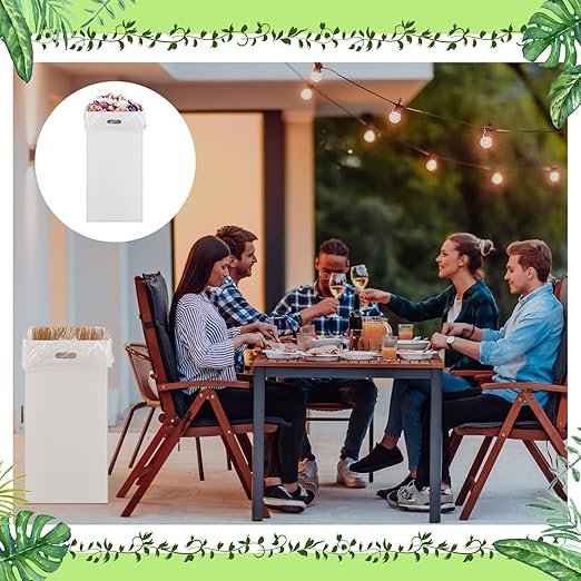 10 Pack 30 Gallon Corrugated Cardboard Trash Cans Bulk for Events Parties Disposable and Reusable Cans Bottle Recycling Bins with 20 Garbage Bags White Garbage Boxes for Outdoor Events