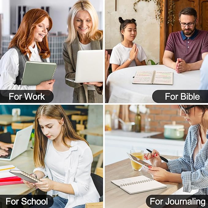 AHGXG Lined Spiral Journal Notebook, B5 Large Notebooks for Women Men, 140 Pages Hardcover Leather Notebook College Ruled, 100 GSM Paper, Notebooks for Work School Note Taking, 7.6" x 10", Green