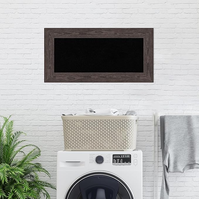 Amanti Art Black Cork Board for Wall, 18x36 Vision Board with Black Wood Frame, Medium Corkboard Office Decor for Home Organization, Country Rustic Corkboard Pinboard to Display Items for Home