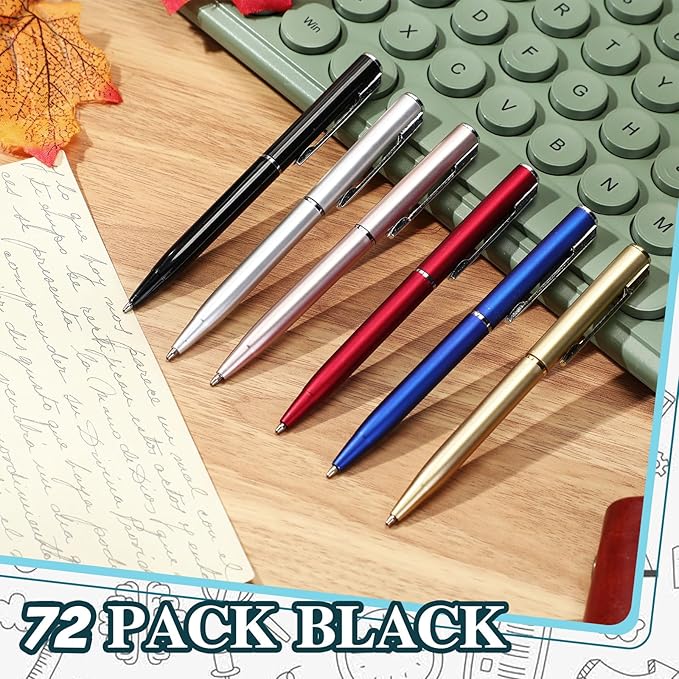 Teling 72 Pcs Small Ballpoint Pen Mini Pens Bulk 4 Inch Short Small Tiny Black Ink Ballpoint Writing Tool for Notebook Pockets Signature Notepads School Office(Multi Colors,Classic Style)