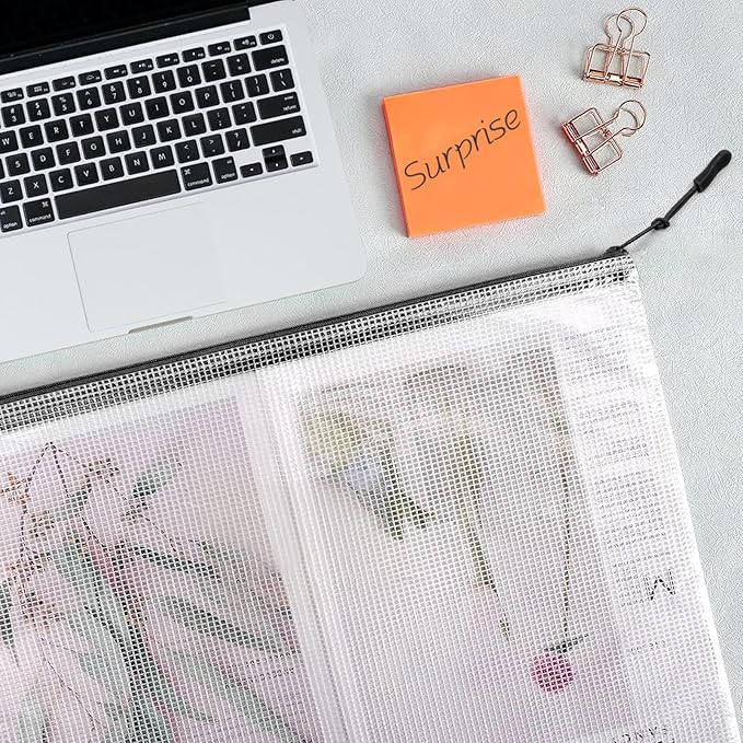 20pcs Plastic Mesh Zipper Pouch Bags, A3 17x12 Inches Extra Large Zipper Bags, Reusable Zipper Pouches for Classroom Office Supplies Organizing, Puzzles & Games, Board Game Organization