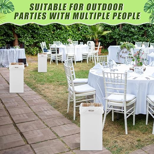 10 Pack 20 Gallon Corrugated Cardboard Trash Cans Bulk for Events Parties Disposable and Reusable Cans Bottle Recycling Bins with 20 Garbage Bags White Garbage Boxes for Outdoor Events