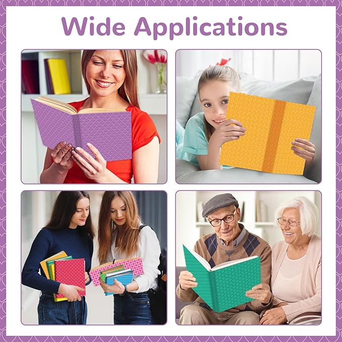 Jumbo Book Covers 8 Pack Reusable Fabric Book Cover Protective Books Covers 9 x 11 Inch Colorful Plaid Stretchable Books Sleeve Cover with Sticker for Most Hardcover Textbooks Up to 10 x 12.5 Inch